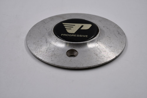 Progressive Brushed Aluminum w/ Black & Gold Logo Wheel Center Cap Hub Cap 6/PROGRESS 6"