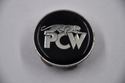 PCW Silver Edge w/Black & Chrome Logo Wheel Center Cap Hub Cap PCW/2.375 2.375"