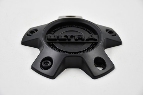 Ultra Motorsports Matte Black w/ Gloss Black Logo Wheel Center Cap Hub Cap A89-9058SB 4.375" 5 Lug