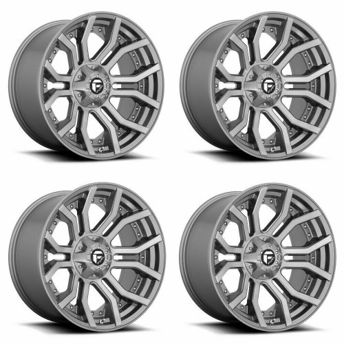 Set 4 Fuel  D713 Rage Platinum 24x12 5x5 5x5.5 Brushed Gun Metal Wheels 24" -44