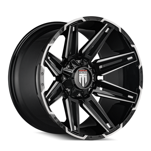 20" American Truxx Boom 20x9 Black Milled 8x180 Wheel -12mm For Chevy GMC Rim
