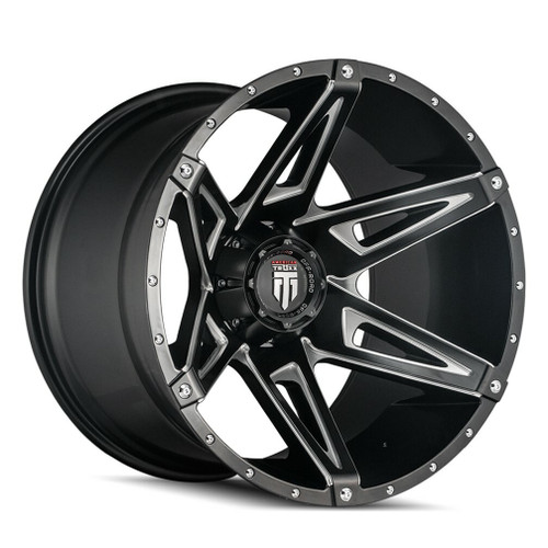 18" American Truxx Kutz 18x9 Black Milled 8x6.5 Wheel -12mm For Chevy GMC Ram