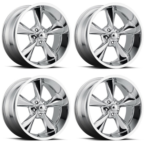 Set 4 15" Voxx B/G Rod Works Old School Chrome Wheels 15x8 5x4.75 0mm Rims