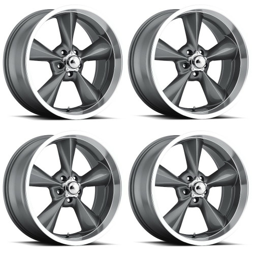 Set 4 18" Voxx B/G Rod Works Old School Gun Metal Machined Lip Wheels 18x8 5x4.75 0mm Rims
