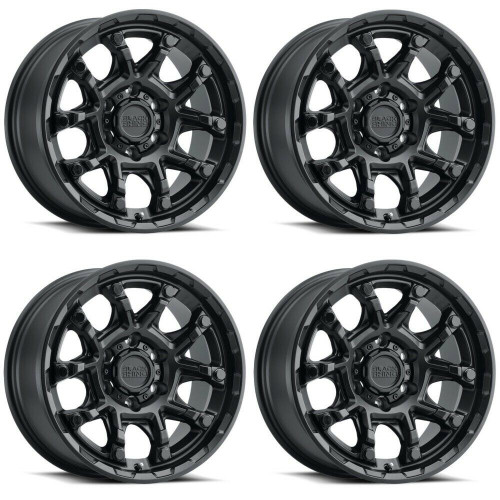 Set 4 Black Rhino Ark 20x9 6x5.5 Black W/ Black Bolts Wheels 20" 12mm