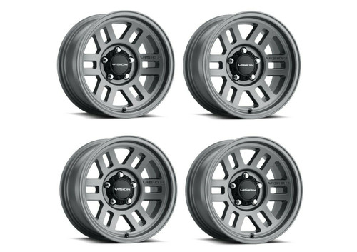 Set 4 15" Vision 355 Manx 2 Overland Satin Grey Wheels 15x7.5 5x5.5 Rims -12mm