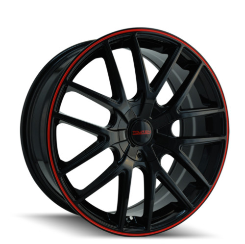 20" Touren Tr60 20x8.5 Black Red Ring 5x112 5x120 Wheel 40mm Rim