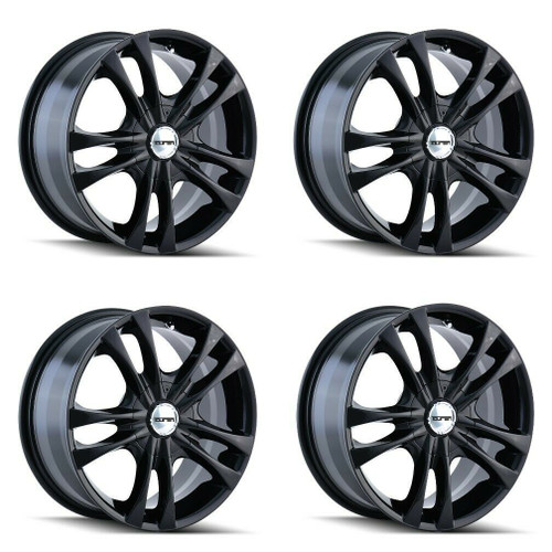 Set 4 16" Touren TR22 16x7 Black 4x100 4x4.5 Wheels 40mm Rims