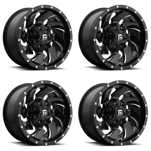 Set 4 17" Fuel D574 Cleaver 17x9 5x4.5 5x5 Gloss Black Milled Wheels -12mm Rims