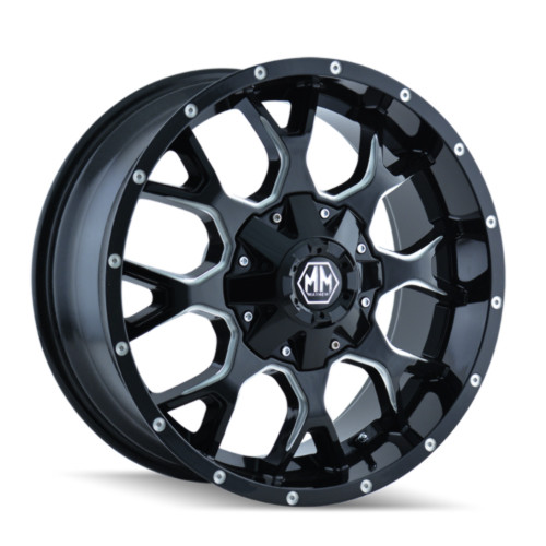 Set 4 20" Mayhem Warrior 20x9 Black Milled 8x180 Wheels 0mm Rims