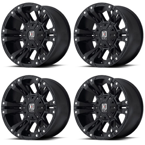 Set 4 XD XD822 Monster II 20x9 6x135 6x5.5 Matte Black Wheels 20" 18mm Rims