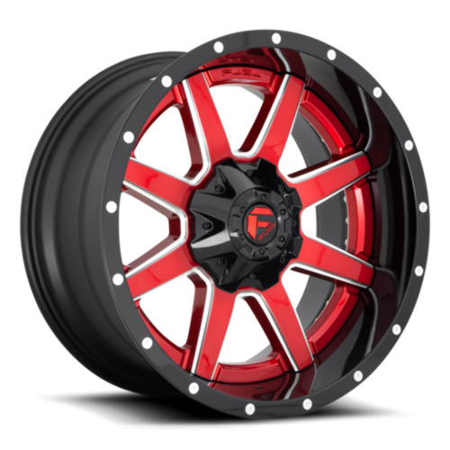 Set 4 Fuel 2PC D250 Maverick 22x12 8x180 Gloss Red Wheels 22" -44mm Rims