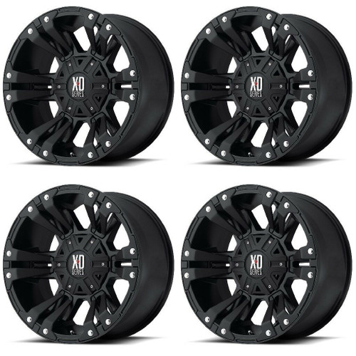 Set 4 XD XD822 Monster II 17x9 5x4.5 5x5 Matte Black Wheels 17" -12mm Rims