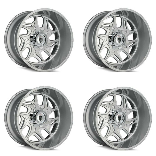 Set 4 24" American Truxx Sweep 24x14 Brushed & Clear Coated 5x150 Wheels -76mm