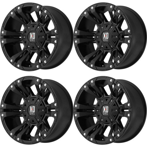 Set 4 XD XD822 Monster II 20x9 8x6.5 Matte Black Wheels 20" 0mm Rims