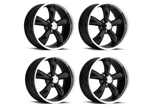 Set 4 22" Vision Muscle 142 Legend 22x9.5 5x115 18mm Black Machined Lip Wheels