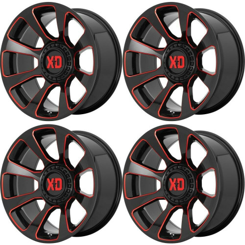 Set 4 XD XD854 Reactor 20x10 6x135 6x5.5 Black Milled Red Tint Wheels 20" -18mm