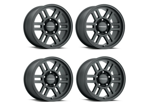 Set 4 15" Vision 355 Manx 2 Overland Satin Black Wheels 15x7.5 5x4.5 Rims -12mm