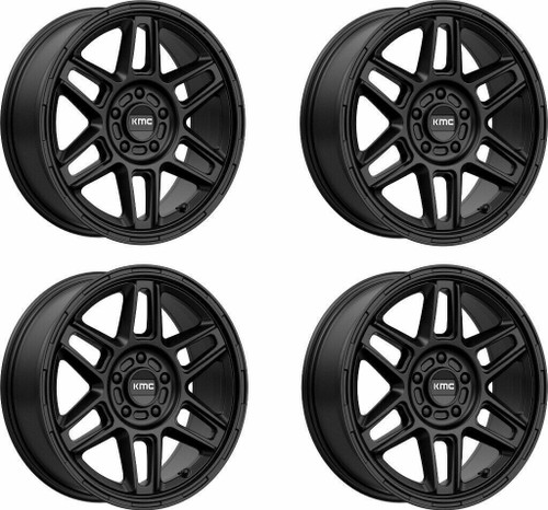 Set 4 KMC KM716 Nomad 18x8 5x4.25 Satin Black Wheels 18" 38mm Rims