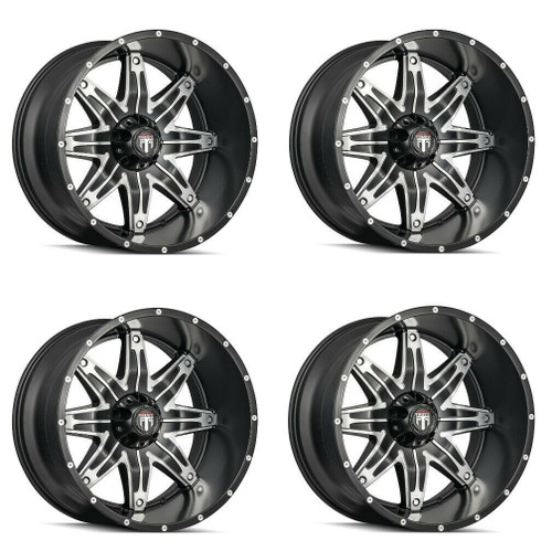 Set 4 22" American Truxx Lonestar 22x12 Black Machined 5x5 Wheels -44mm Rims