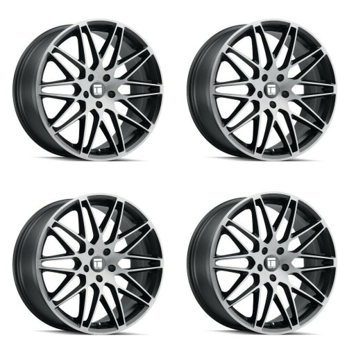 Set 4 18" Touren Tr75 18x8 Brushed Matte Black W Dark Tint 5x4.5 Wheels 40mm