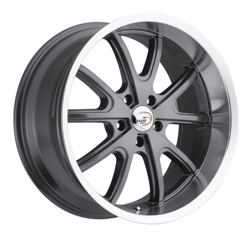 15" Vision American Muscle 143 Torque Gunmetal Machined Lip Wheel 15x8 5x5 0mm