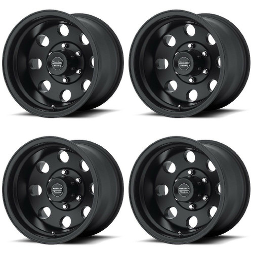 Set 4 American Racing AR172 Baja 16x8 8x6.5 Satin Black Wheels 16" 0mm Rims