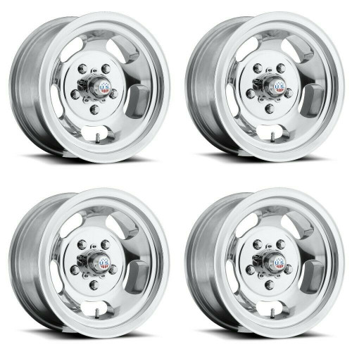 Set 4 US Mag U101 Indy 15x8 5x4.5 High Luster Polished Wheels 15" 0mm Rims