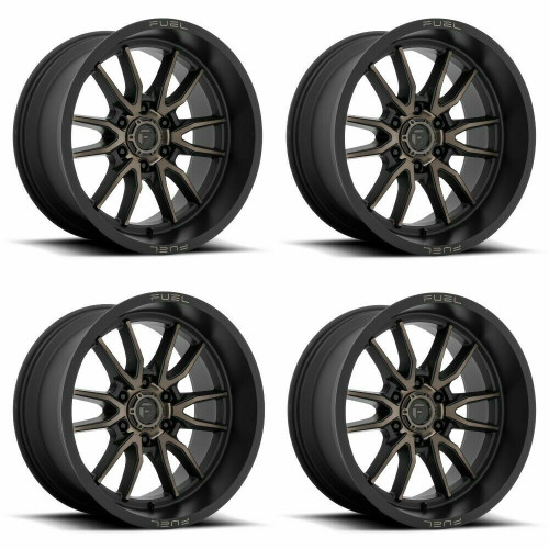 Set 4 20" Fuel D762 Clash 20x10 6x5.5 Matte Black Double Tint Wheels -18mm Rims