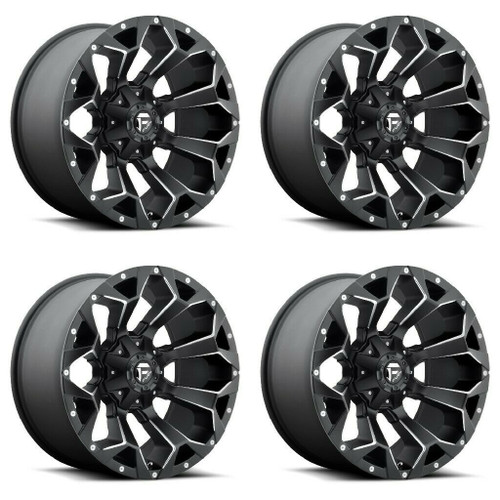 Set 4 20" Fuel D546 Assault 20x9 8x6.5 Matte Black Milled Wheels 1mm Truck Rims