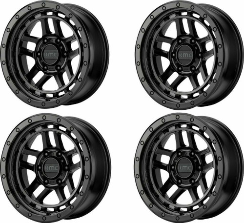 Set 4 KMC KM540 Recon 17x8.5 6x120 Satin Black Wheels 17" 18mm Rims