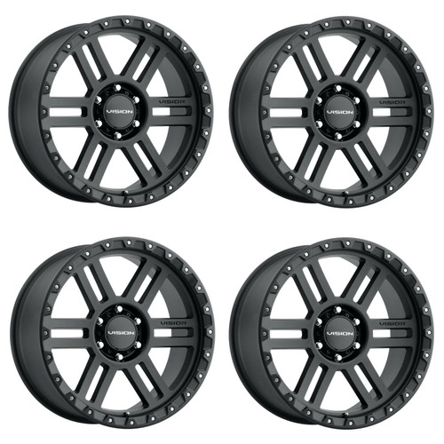 Set 4 18" Vision Off-Road 354 Manx 2 Satin Black Wheels 18x9 6x135 Rims 12mm