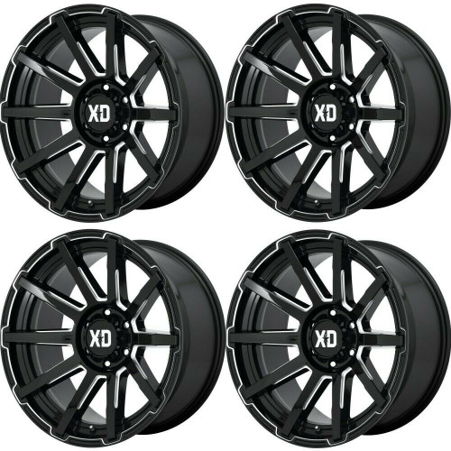 Set 4 XD XD847 Outbreak 22x10 8x6.5 Gloss Black Milled Wheels 22" 12mm Rims Set 4 XD XD847 Outbreak 22x10 8x6.5 Gloss Black Milled Wheels 22" 12mm Rims