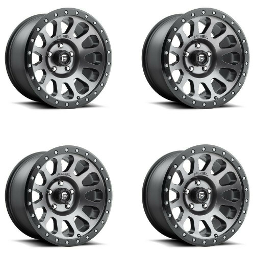 Set 4 Fuel  D601 Vector 18x9 5x5 Matte Gun Metal Black Bead Ring Wheels 18" 1mm
