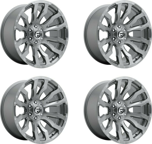 Set 4 22" Fuel D693 Blitz 22x10 5x5 Platinum Wheels -18mm Lifted For Jeep Rims