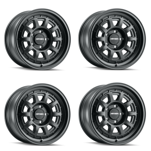 Set 4 15" Mayhem Voyager 15x7 Matte Black 5x100 Wheels 15mm Rims