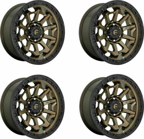 Set 4 16" Fuel D696 Covert 16x8 6x5.5 1mm Wheels Bronze Black Bead Ring Rims