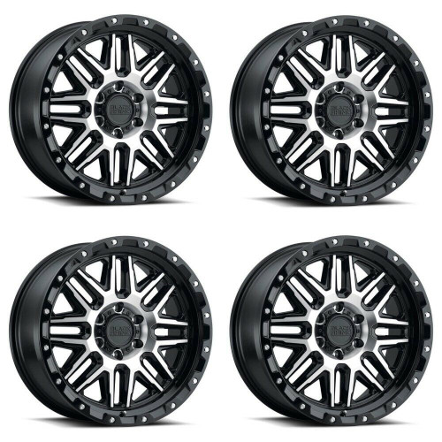 Set 4 20" Black Rhino Alamo 20x9 Black MachFace Stainless Bolts 5x150 Wheels 12