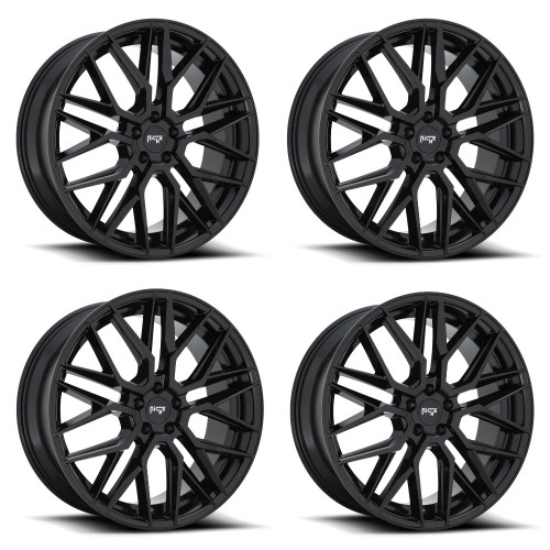 Set 4 Niche M224 Gamma 19x8.5 5x112 Gloss Black Wheels 19" 35mm Rims
