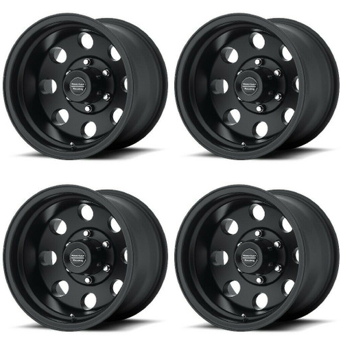 Set 4 American Racing AR172 Baja 17x8 5x135 Satin Black Wheels 17" 0mm Rims