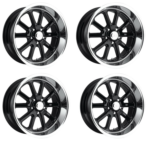 Set 4 US Mag U121 Rambler 17x8 5x4.5 Gloss Black Wheels 17" 1mm Rims