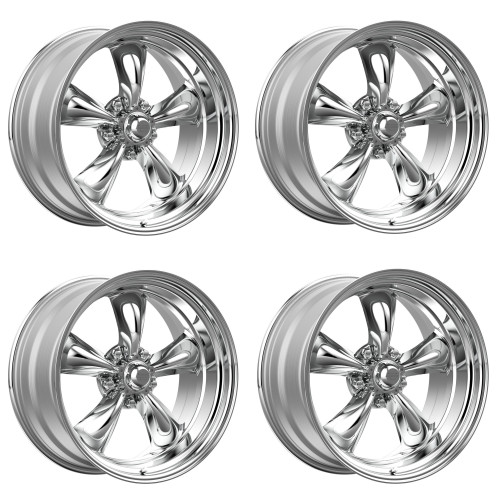 Set 4 American Racing Vintage VN515 Torq Thrust II 15x10 5x5 Polished Rims -44mm