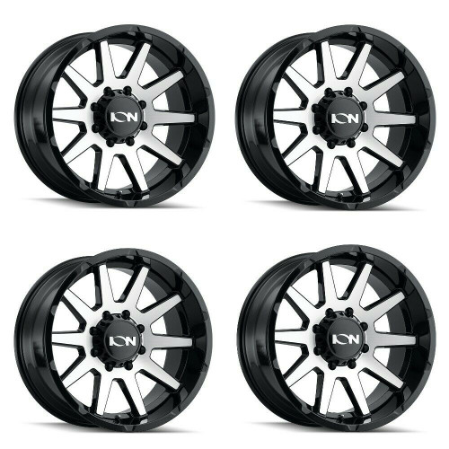 Set 4 17" Ion 143 17x9 Black Machined 8x6.5 Wheels -12mm Rims