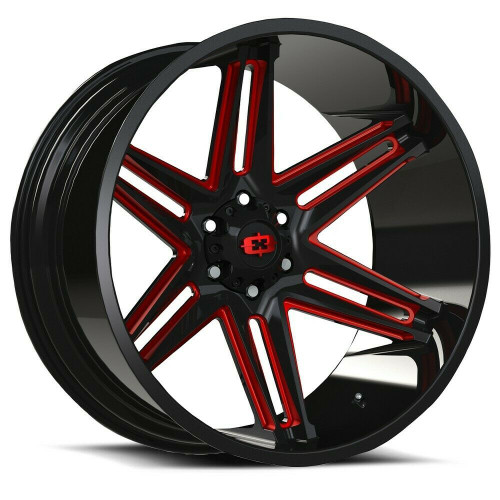 20" Vision Off-Road 363 Razor Black Milled w/ Red Tint Wheel 20x12 5x5 Rim -51mm