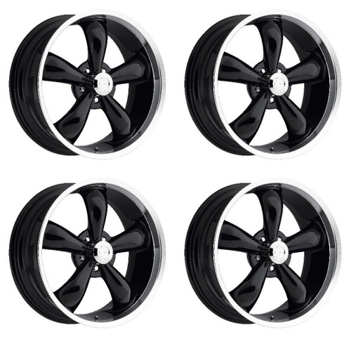 Set 4 18" Vision Muscle 142 Legend Black Machined Lip 18x8.5 5x4.5 Rims 10mm