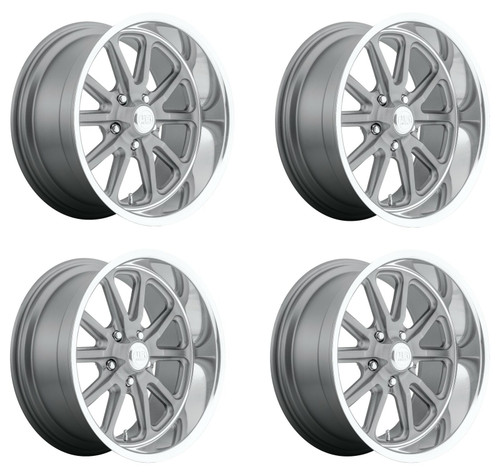Set 4 15" US Mag U111 Rambler 15x8 5x4.5 Matte Gunmetal Machined Wheels 1mm Rims