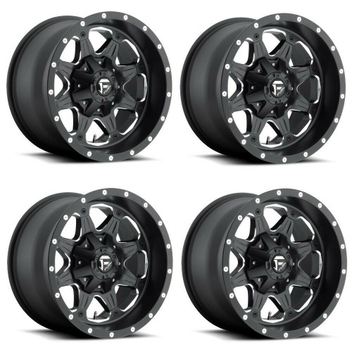 Set 4 Fuel D534 Boost 18x9 5x4.5 5x5 Matte Black Milled Wheels 18" 1mm Rims
