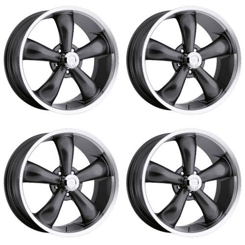 Set 4 18" Vision Muscle 142 Legend Gunmetal Machined Lip 18x8.5 5x115 Rims 20mm