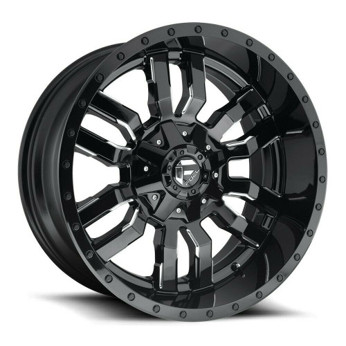 Set 4 22" Fuel D595 Sledge 22x9.5 8x180 Gloss Black Milled Wheels 20mm Rims