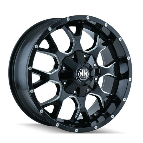 17" Mayhem Warrior 17x7.5 Black Milled 5x110 5x5 Wheel 30mm Truck Rim